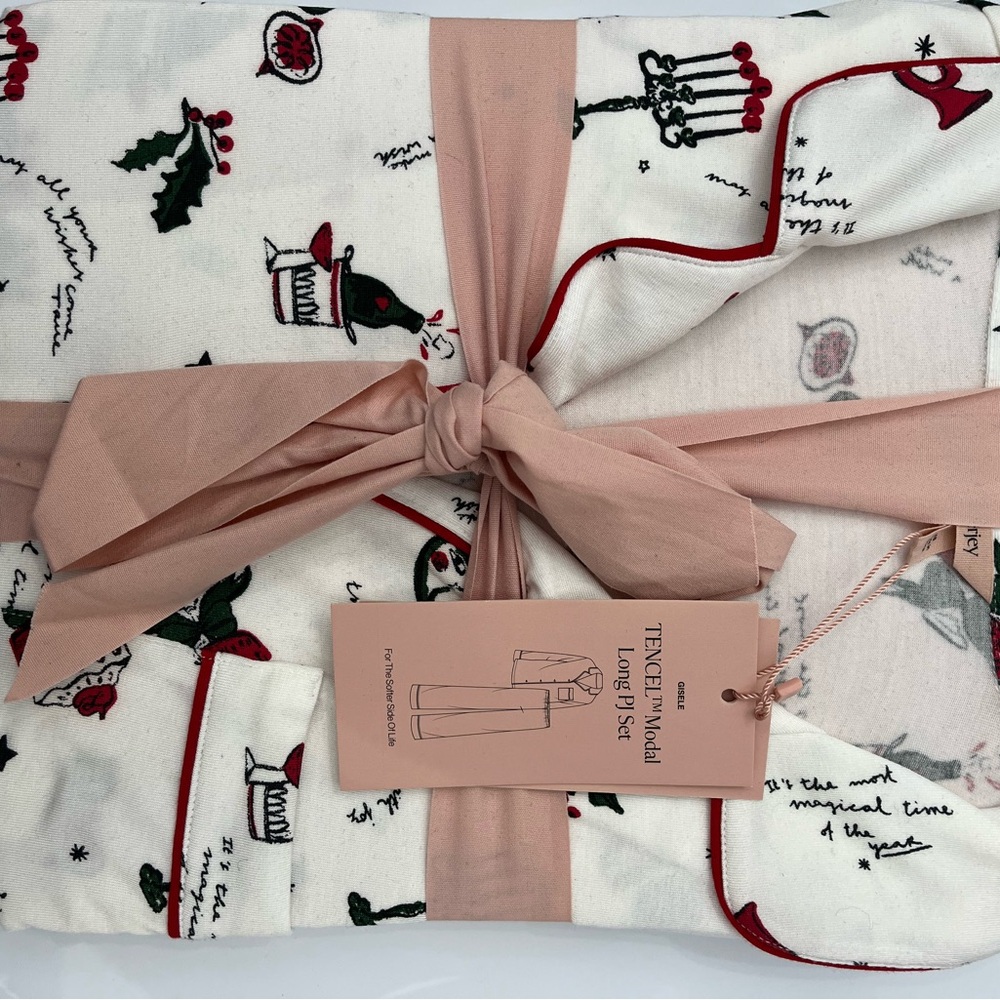 Eberjey Cream , Green and Pink Pajama Set Intimates & Sleepwear